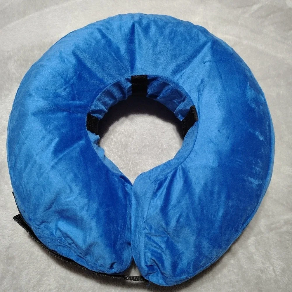 Tonqixope Inflatable Dog Collar XL Blue Soft Protective Surgery Donut Comfort